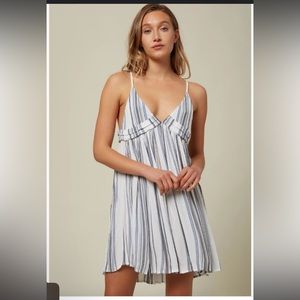 Spaghetti Strap Blue & White Striped Women’s Swim Cover-Up